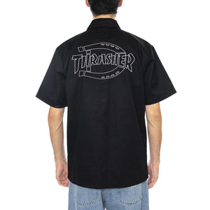 THRASHER X DICKIES Work Shirt Black - Camicia Maniche Corte Uomo Nera DK0A88HTBLK1  DICKIES 