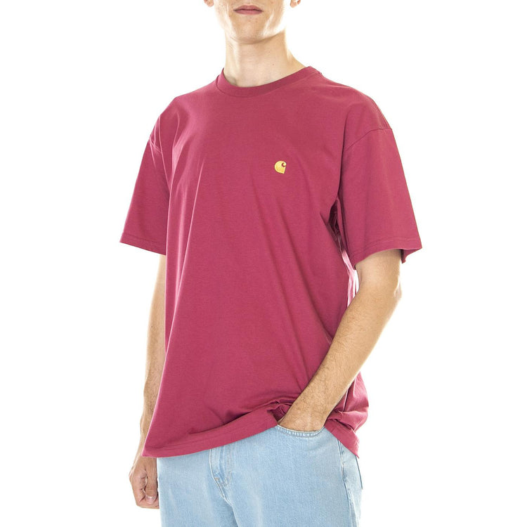 M' S/S Chase T-Shirt Punch / Gold - Maglietta Girocollo Uomo Viola I026391-519  CARHARTT WIP 