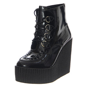 Wedge Wulfurn Ankle Boot Black Patent - Scarpe Stringate Profilo Alto Donna Nere 11862  UNDERGROUND 