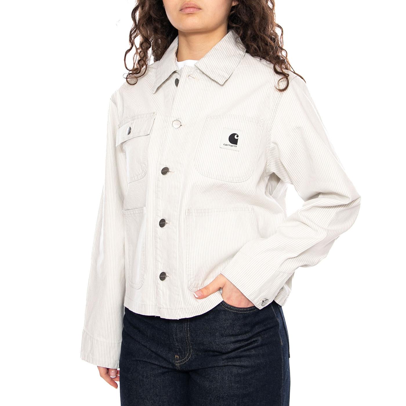 W' Mercer Chore Coat Mercer Stripe, Graphite - Giacca Donna Grigio Chiaro I036511 3OK35 CARHARTT WIP 