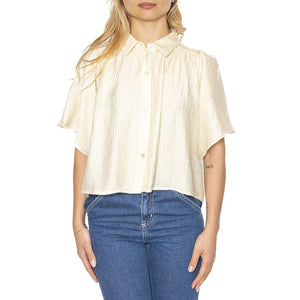 Camisa fluida manga corta blanca - Camicia Maniche Corte Donna Beige 51W/11206  WILD PONY 