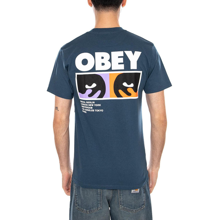 OBEY ALWAYS WATCHING TEE HARBOUR BLUE - Maglietta Girocollo Uomo Blu 165264344 HBU OBEY 