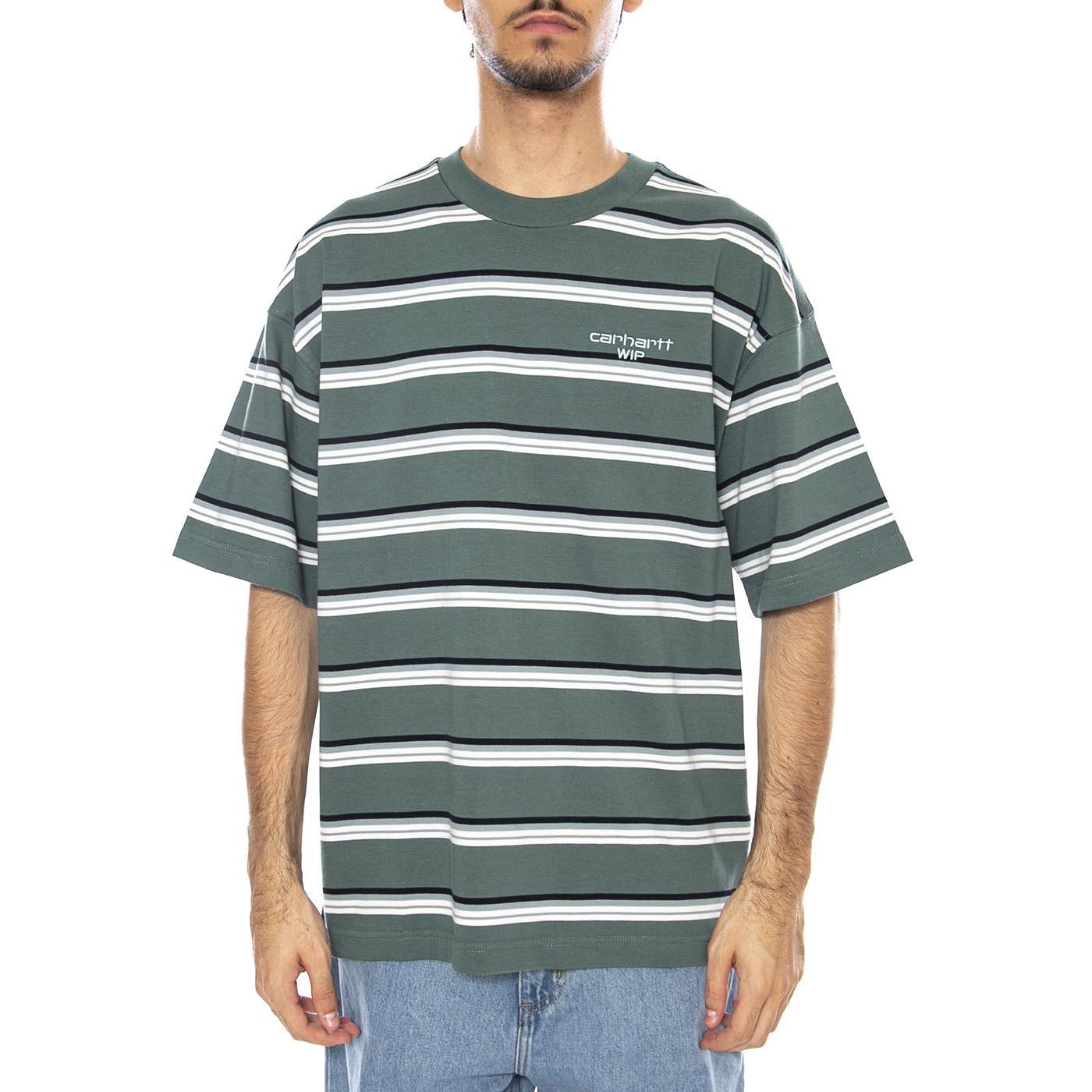 S/S Holm T-Shirt Holm Stripe, Silver Pine - Maglietta Girocollo Uomo Multicolore I035302.37CXX  CARHARTT WIP 