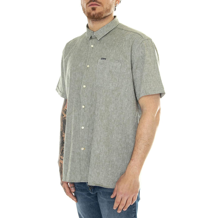 Nelson SS Summer Shirt Bleached Olive - Camicia Maniche Corte Uomo Verde SS24-MSH5093-OL31  BARBOUR 