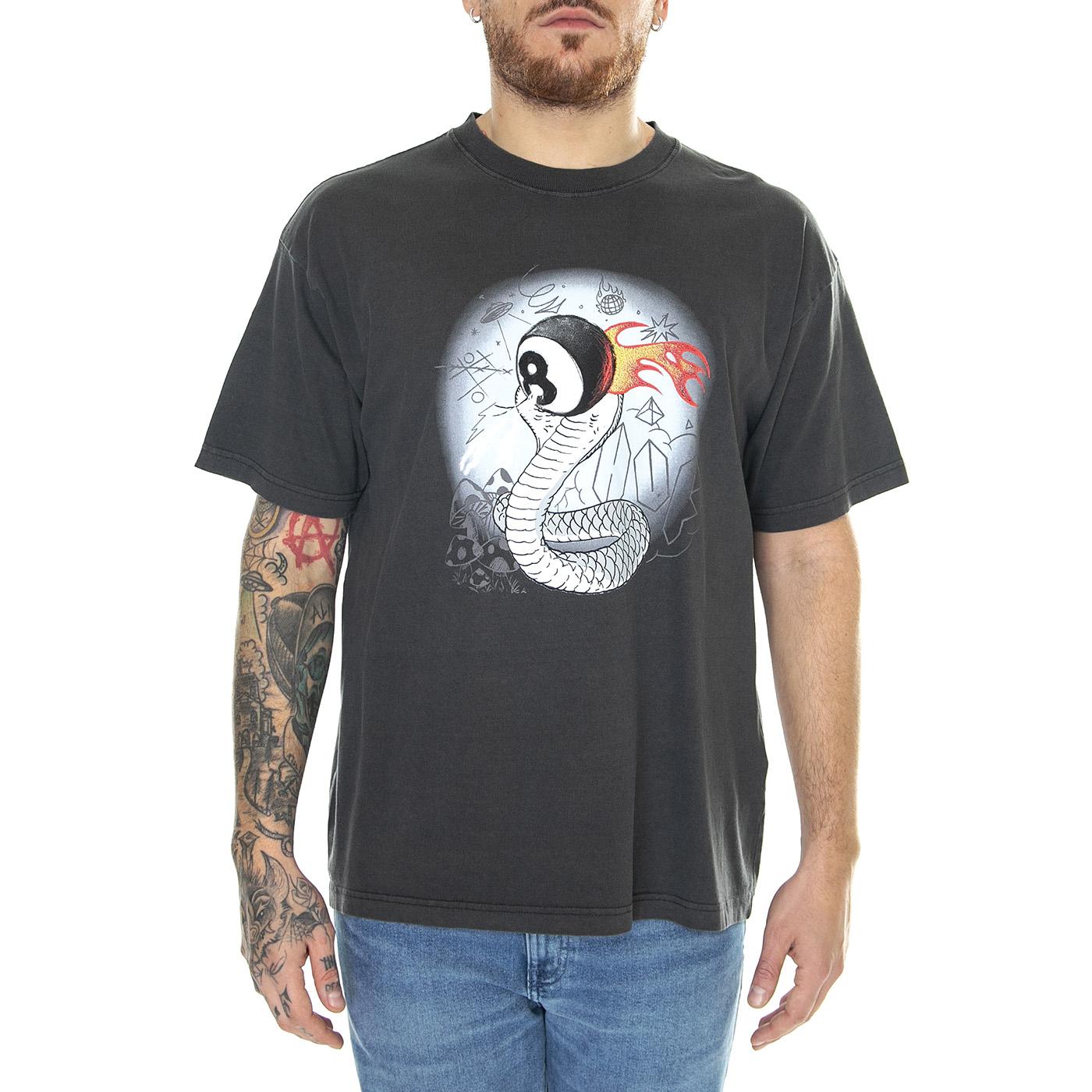 Cobra-Baller Washed S/S Tee Washed Black - Maglietta Girocollo Uomo Grigia TS02133-WABLK  HUF 