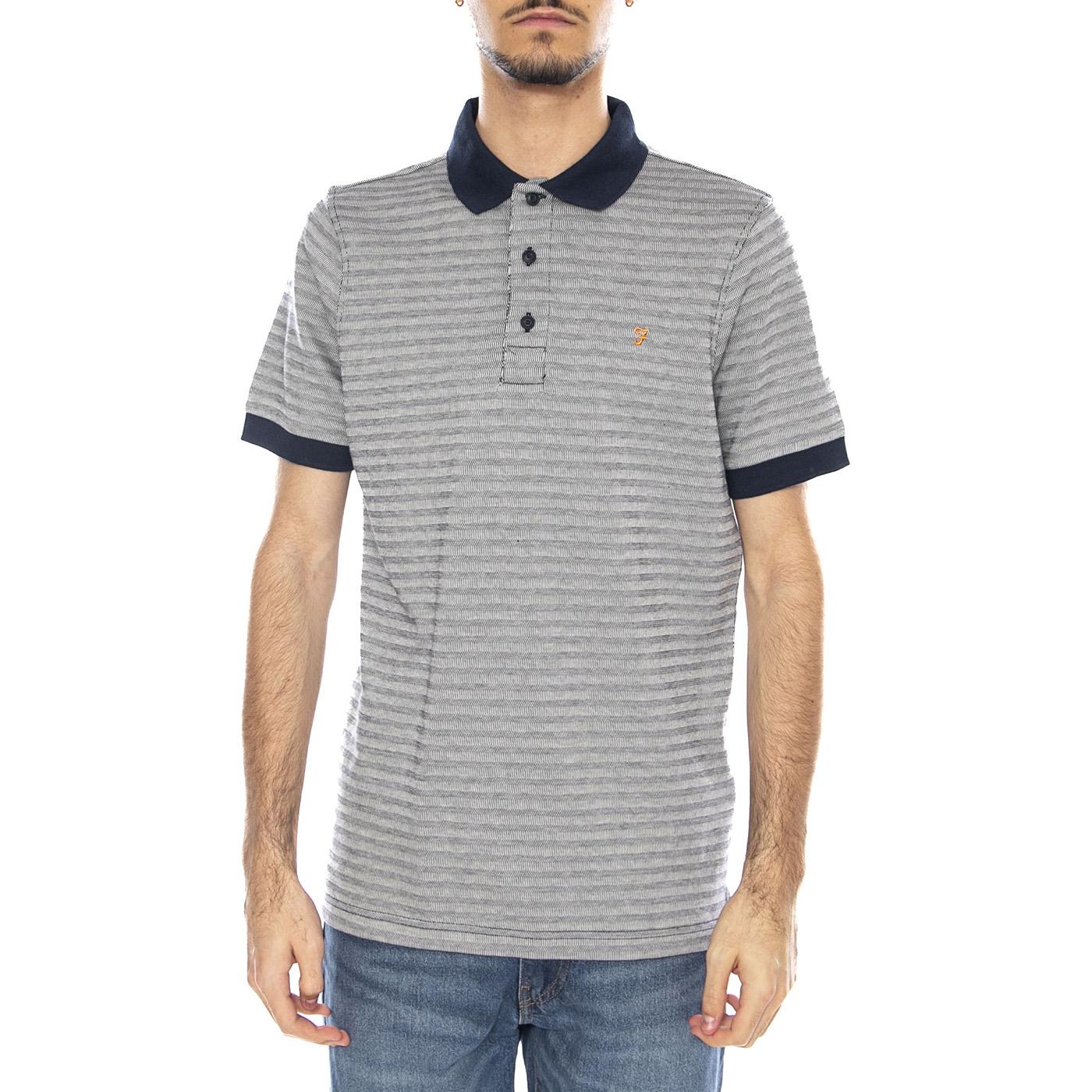 Cotham SS Polo - Polo Uomo a Maniche Corte Yale Blu Multicolore F4KFF003 996 FARAH 