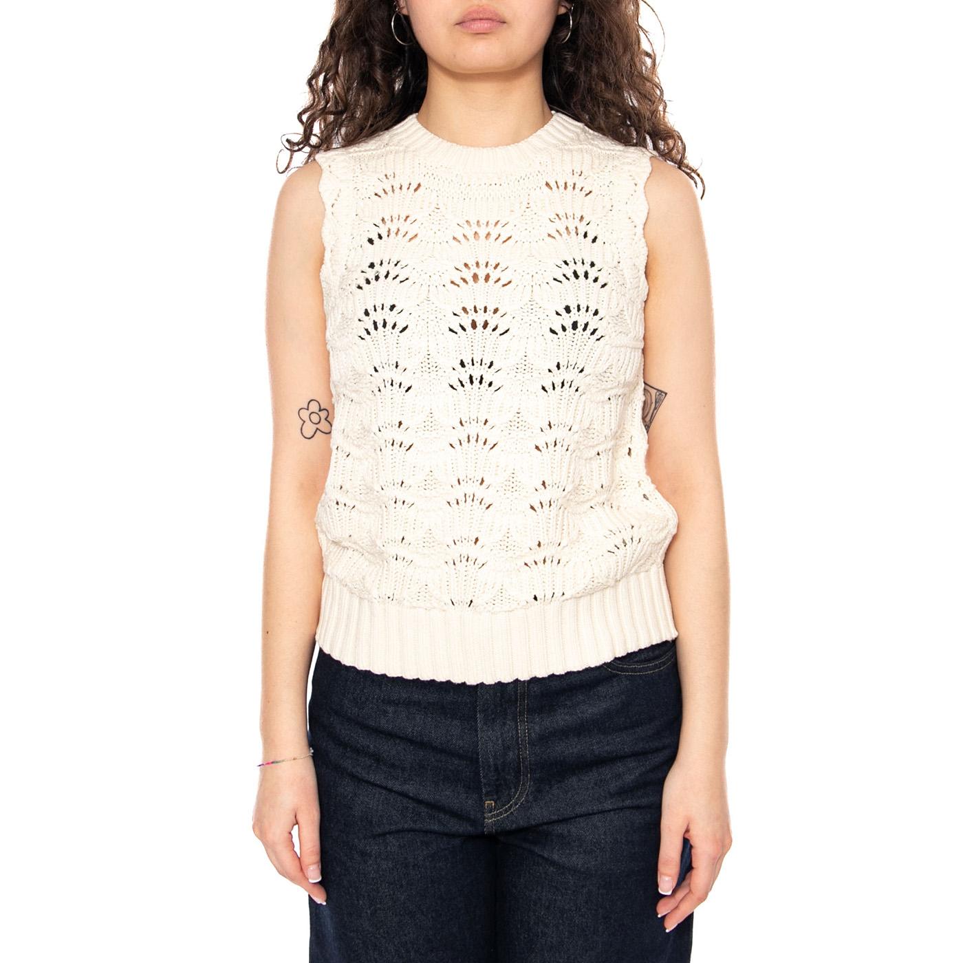 Hope Crochet Tank White - Canotta in Maglia Donna Bianca 0059T-0009 PRI LEVIS 