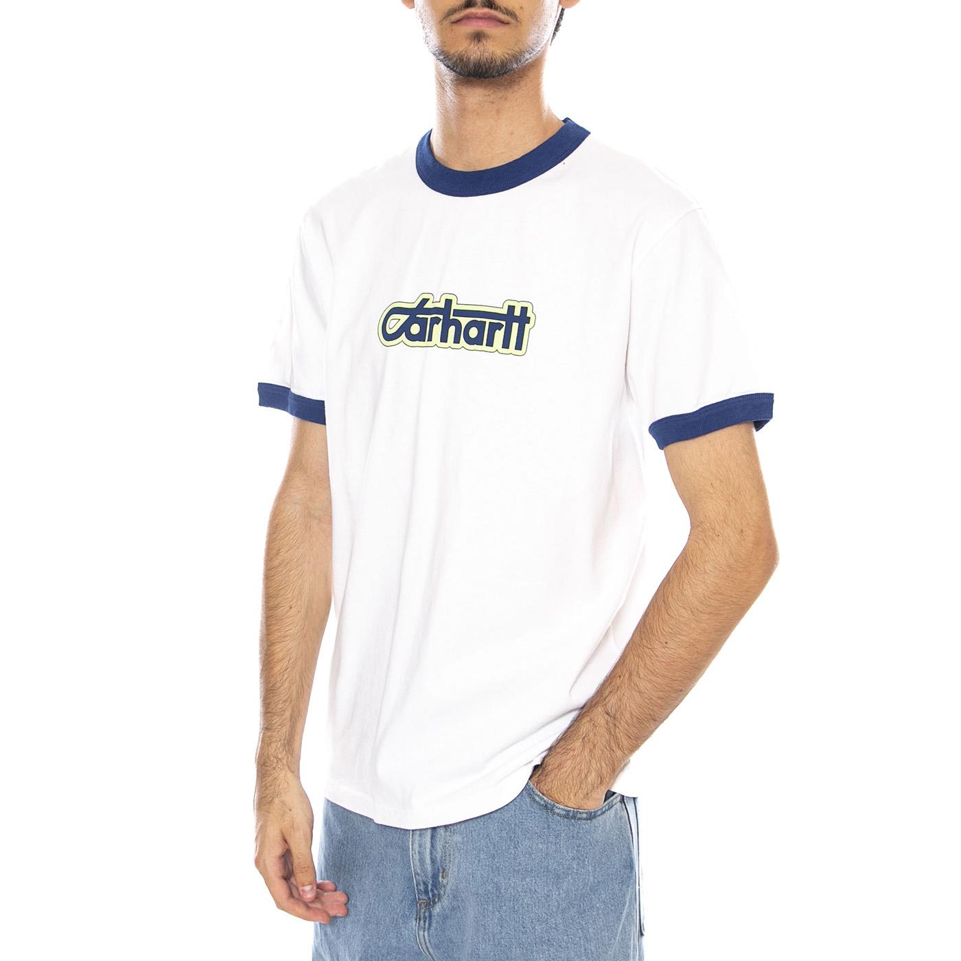 S/S Connection Script Ringer T-S White / Wolfsbane - Maglietta  Girocollo Uomo Bianca I035429.3DL4G  CARHARTT WIP 