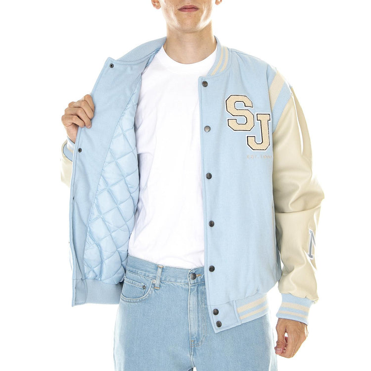 M' SJ Script Logo College Jacket Light Blue / Light Sand - Giacca Uomo Blu / Beige 6085200/231-01  SEAN JOHN 