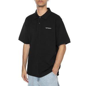 S/S Carhartt Script Polo Black / White - Polo Uomo Nera I035231.0D2XX  CARHARTT WIP 