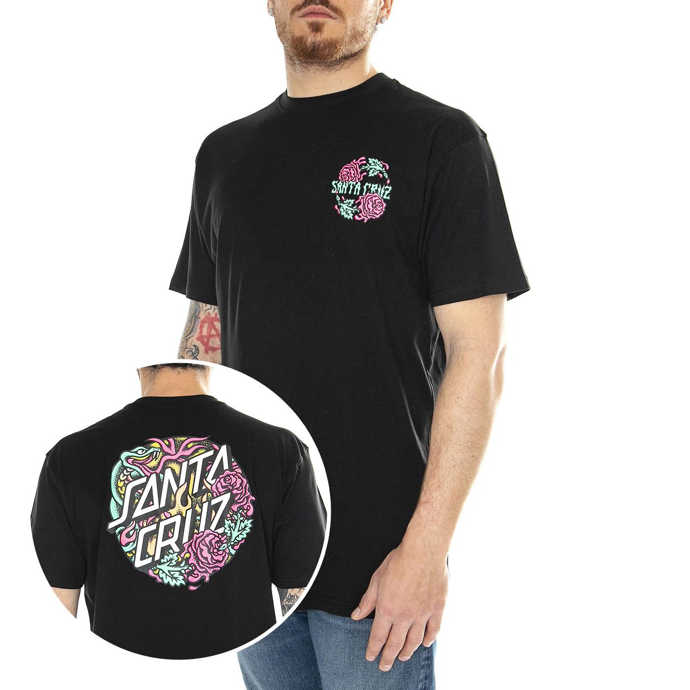 Dressen Rose Crew Two Black - Maglietta Girocollo Uomo Nera SCA-TEE-10713  SANTA CRUZ 