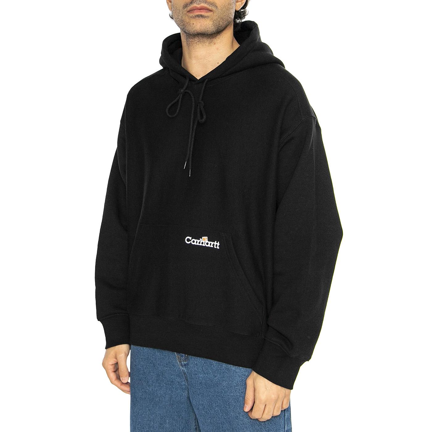 Hooded Label Script Sweat Black - Felpa con Cappuccio Uomo Nera I034430.89XX  CARHARTT WIP 