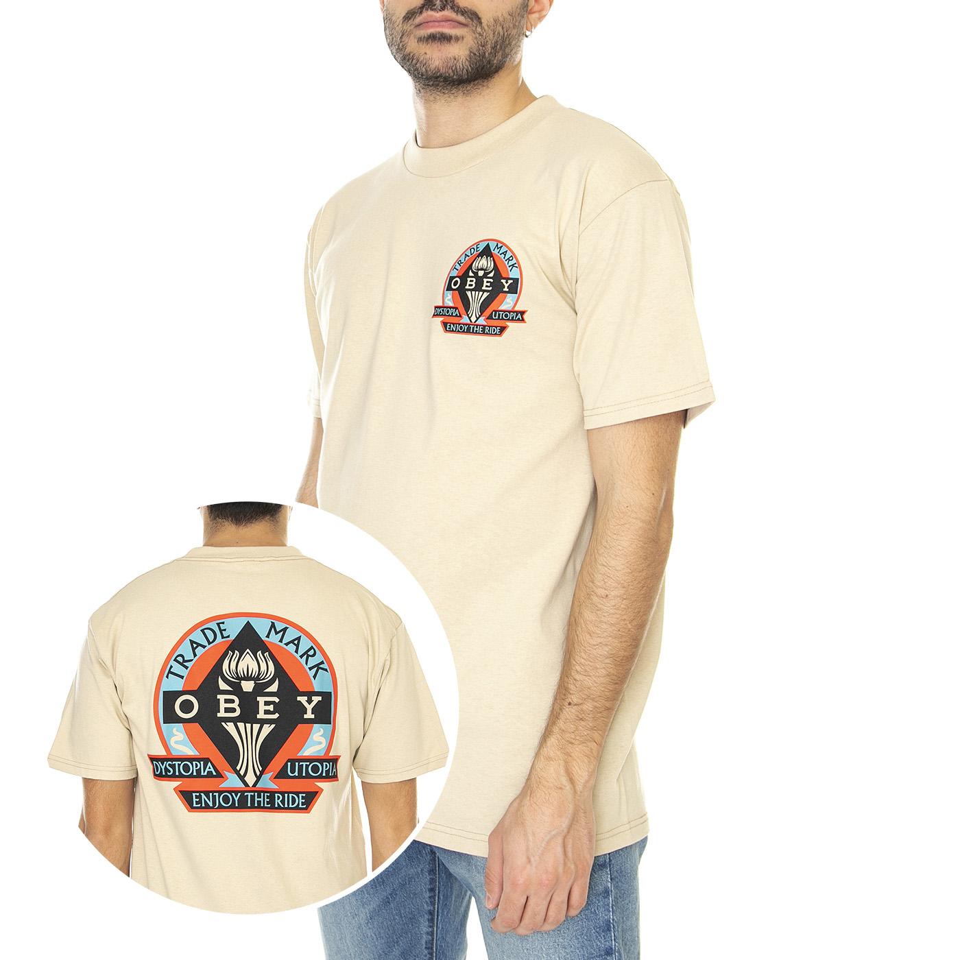 Obey Dystopia / Utopia Classic Tee Sand - Maglietta Girocollo Uomo Beige 165263407-SAN  OBEY 
