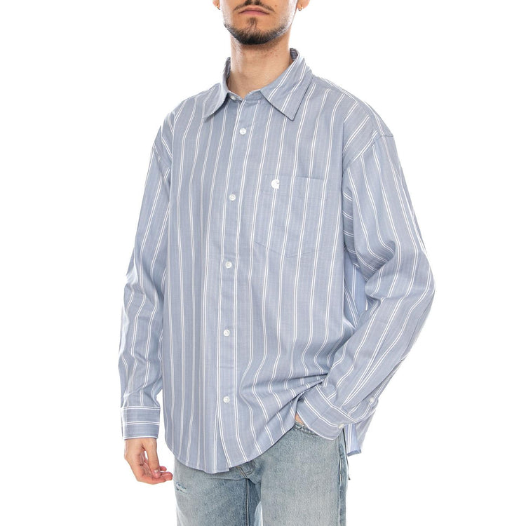 L/S Beale Shirt Beale Stripe, Gentle Blue - Camicia Uomo Blu I036201 3ODXX CARHARTT WIP 