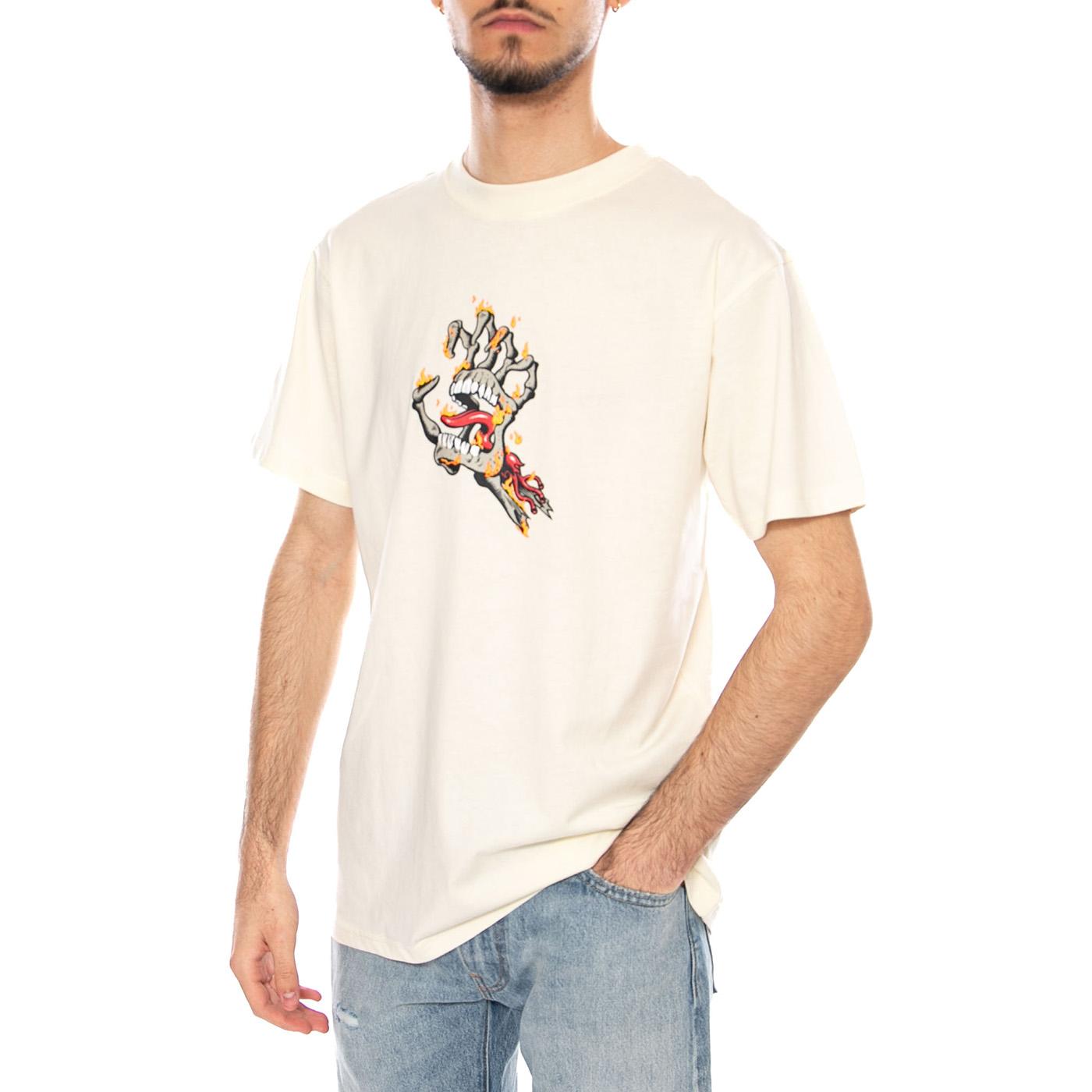 Burnt Bone Hand Unbleached Cotton - Maglietta Girocollo Uomo Beige SCA-TEE-12921 Unbleached Cotton SANTA CRUZ 