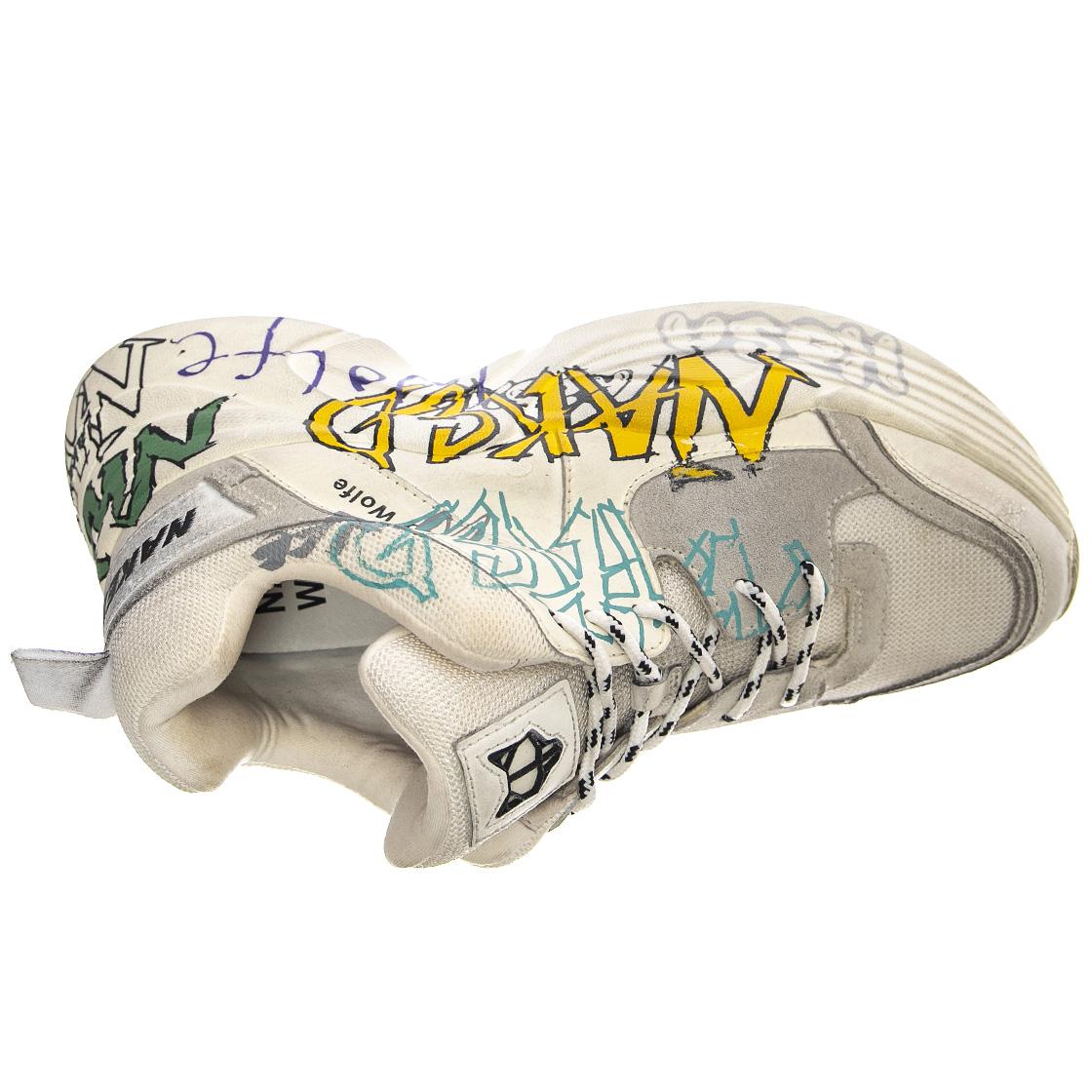 Titan - Scarpe Stringate Profilo Basso Uomo / Donna Bianche / White Graffiti 40 NWMTITAN-WHTGRAF  NAKED WOLFE 