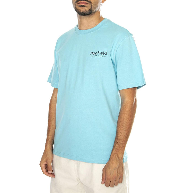 Hudson Script T-Shirt Milky Blue - Maglietta Girocollo Uomo Blu PFD0349-F59  PENFIELD 