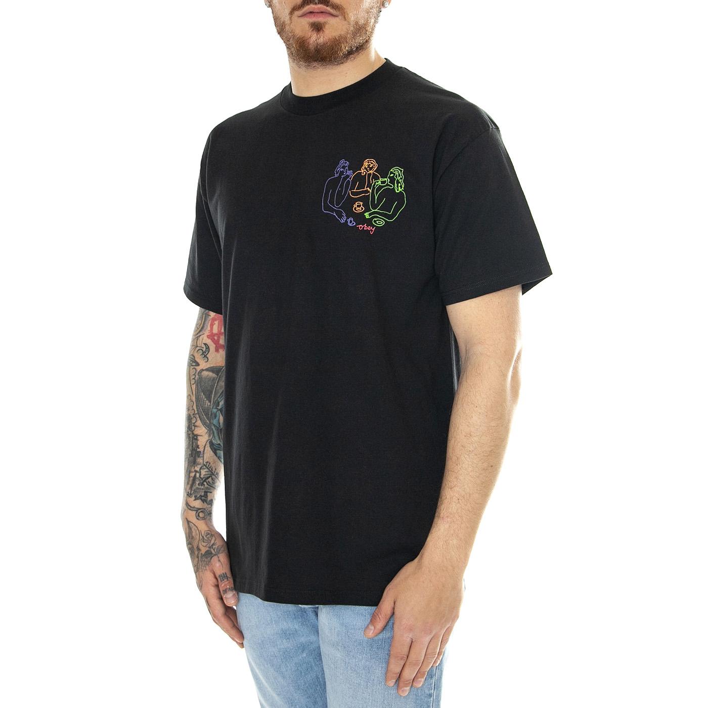 Obey Cup of Tea Classic Tee Black - Maglietta Girocollo Uomo Nera 165263750-BLK  OBEY 