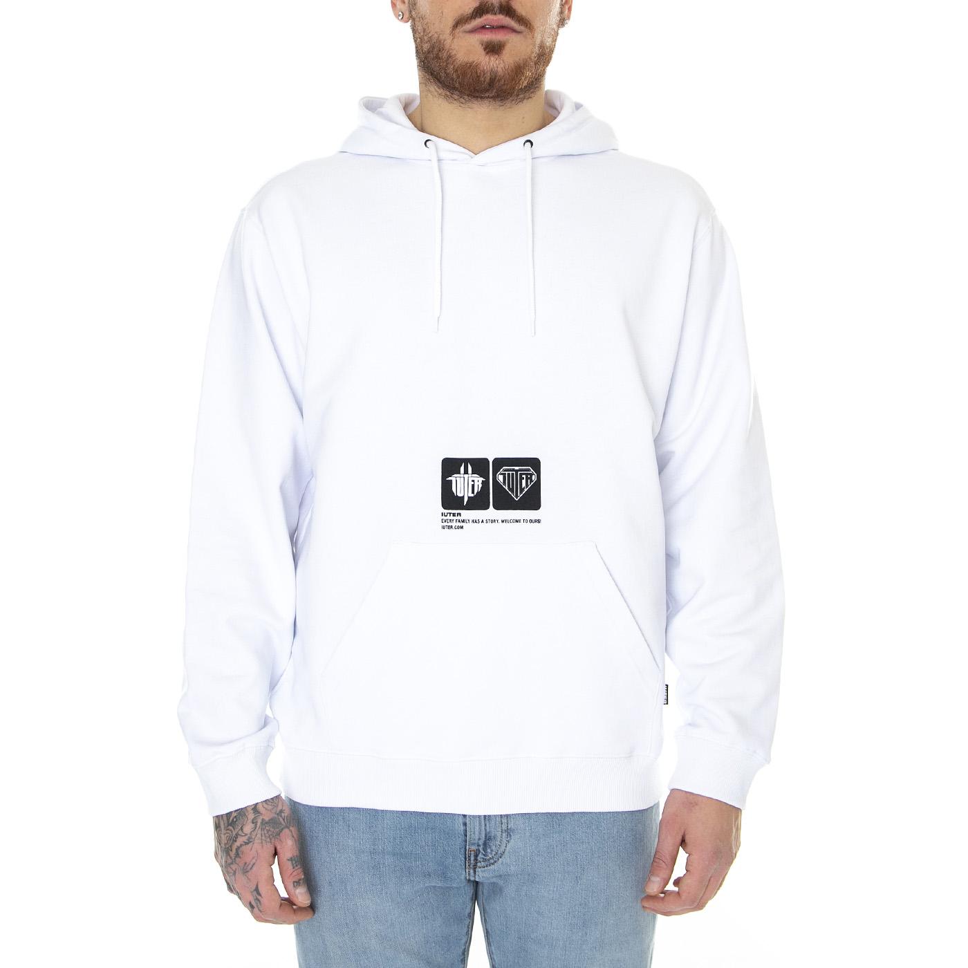 Tab Hoodie White - Felpa con Cappuccio Uomo Bianca 23SISH09-WHITE  IUTER 
