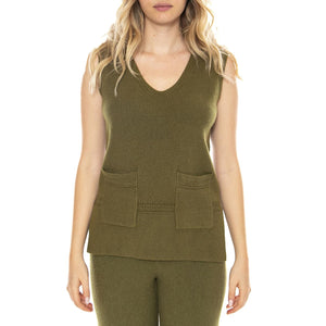 Knitted Vests 118 Khaki - Gilet Donna Khaki 3.46.690.12 . MD'M 
