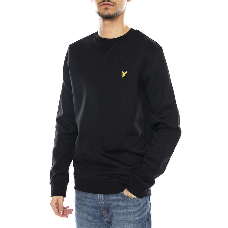 Brushed Back Crew-Neck Sweatshirt - Jet Black - Felpa Girocollo Uomo Nera ML1131V-Z865 . LYLE & SCOTT 