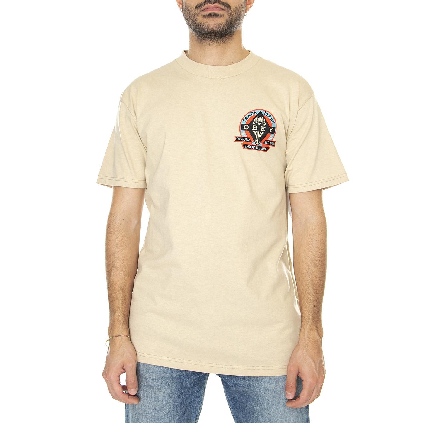 Obey Dystopia / Utopia Classic Tee Sand - Maglietta Girocollo Uomo Beige 165263407-SAN  OBEY 