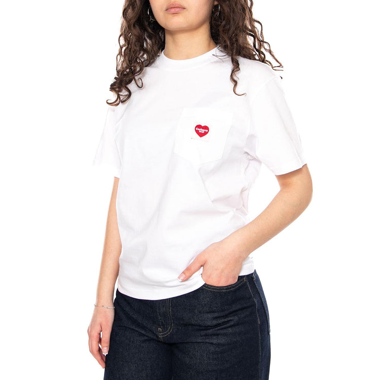 W' S/S Pocket Heart T-Shirt - Maglietta Girocollo Donna Bianca I032180 1WZXX CARHARTT WIP 