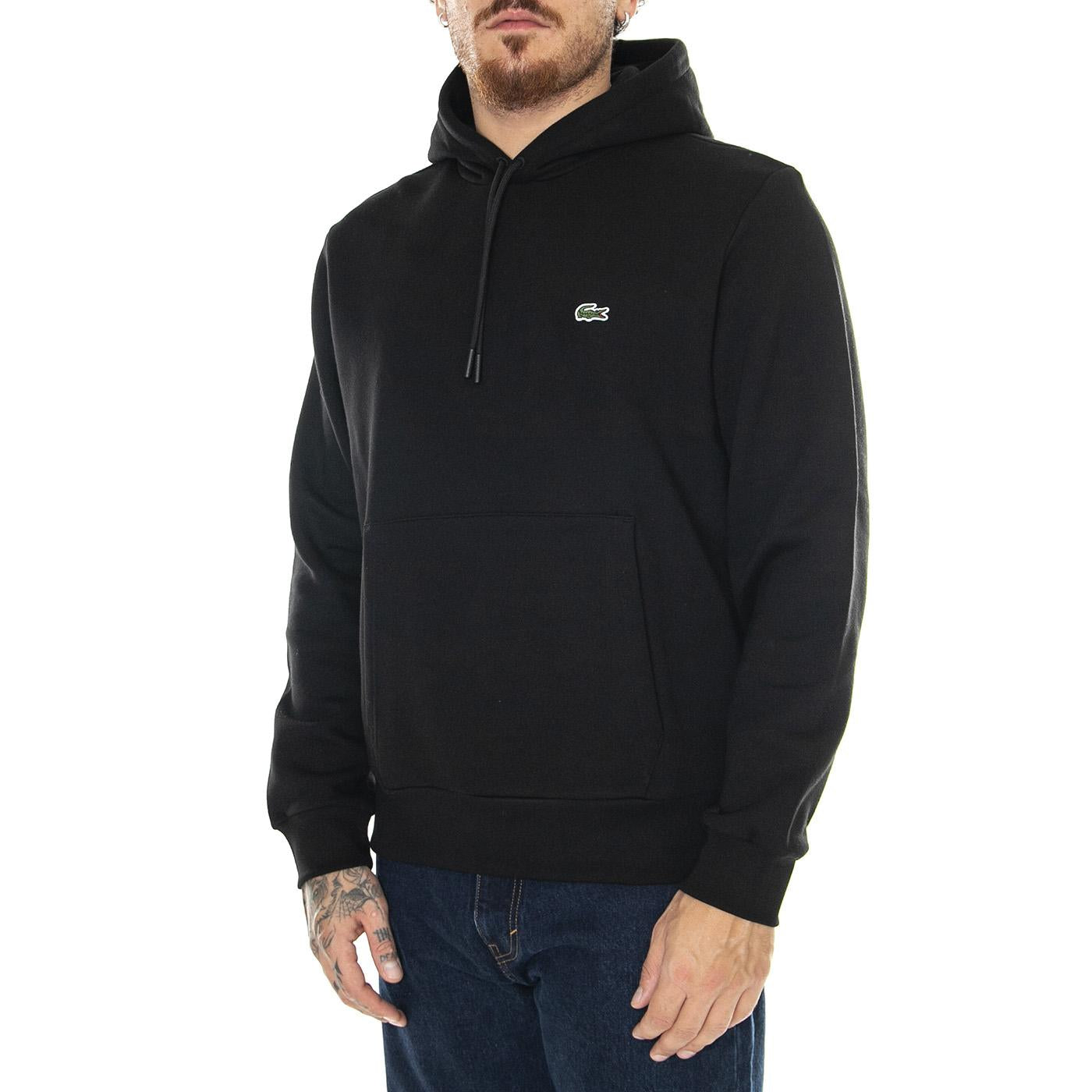M' Sweatshirt SH9623-031 Hoodie Black - Felpa con Cappuccio Uomo Nera SH9623-031  LACOSTE 
