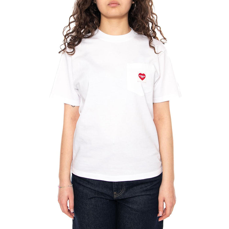 W' S/S Pocket Heart T-Shirt - Maglietta Girocollo Donna Bianca I032180 1WZXX CARHARTT WIP 
