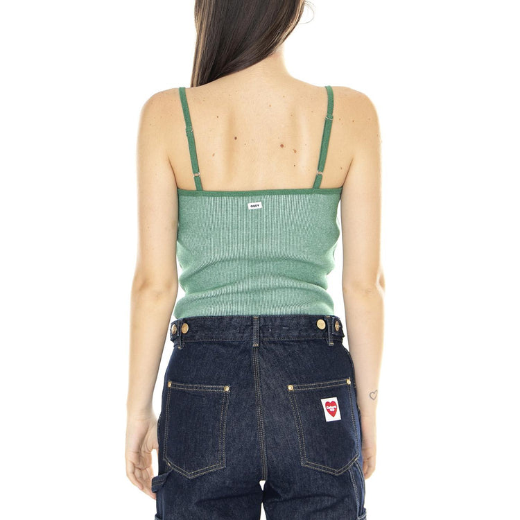 W' Eva Cropped Tank Palm Leaf Multi - Canotta Donna Verde 234050140-PLF  OBEY 