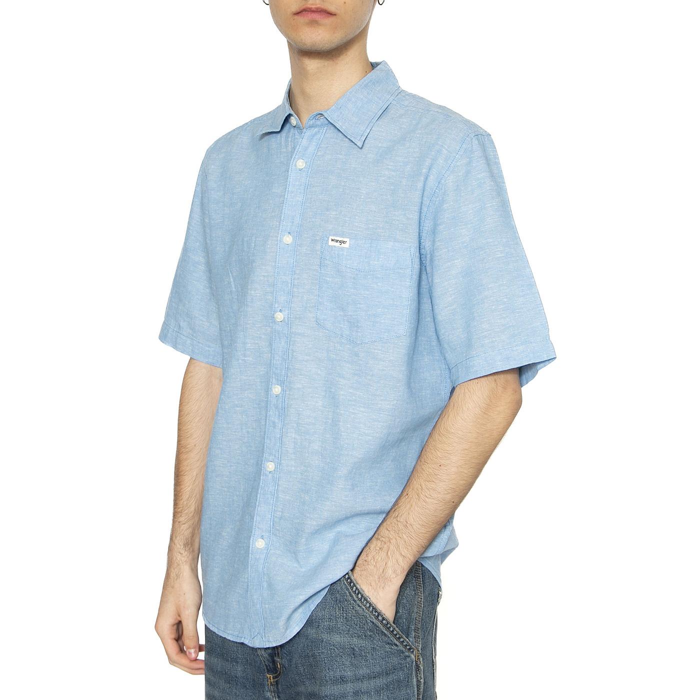 SS Shirt Pacific Blue - Camicia Maniche Corte Uomo Multicolore 112362731  WRANGLER 
