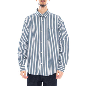 L/S Malden Shirt - Malden Stripe, Angelite - Camicia Uomo Blu / Bianca I035334.3CYXX . CARHARTT WIP 