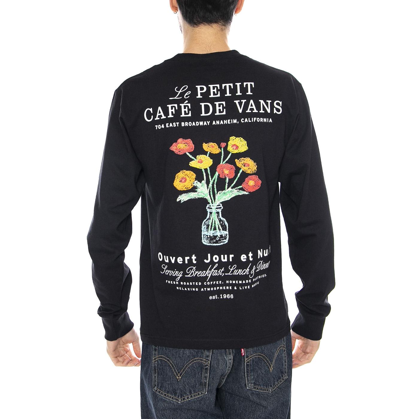 Cafe Vans LS Black - Maglietta Girocollo Maniche Lunghe Uomo Nera VN000PC2BLK1 . VANS 