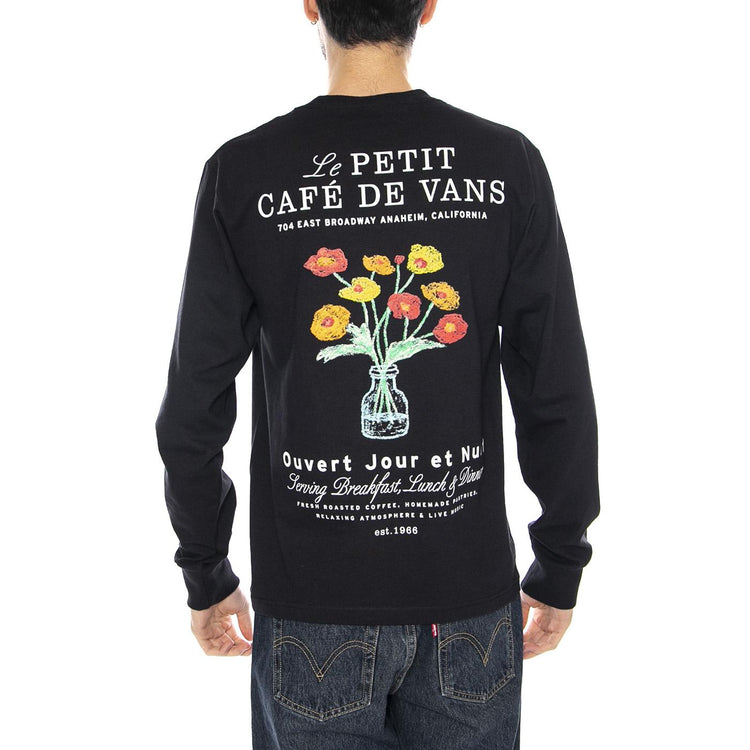 Cafe Vans LS Black - Maglietta Girocollo Maniche Lunghe Uomo Nera VN000PC2BLK1 . VANS 