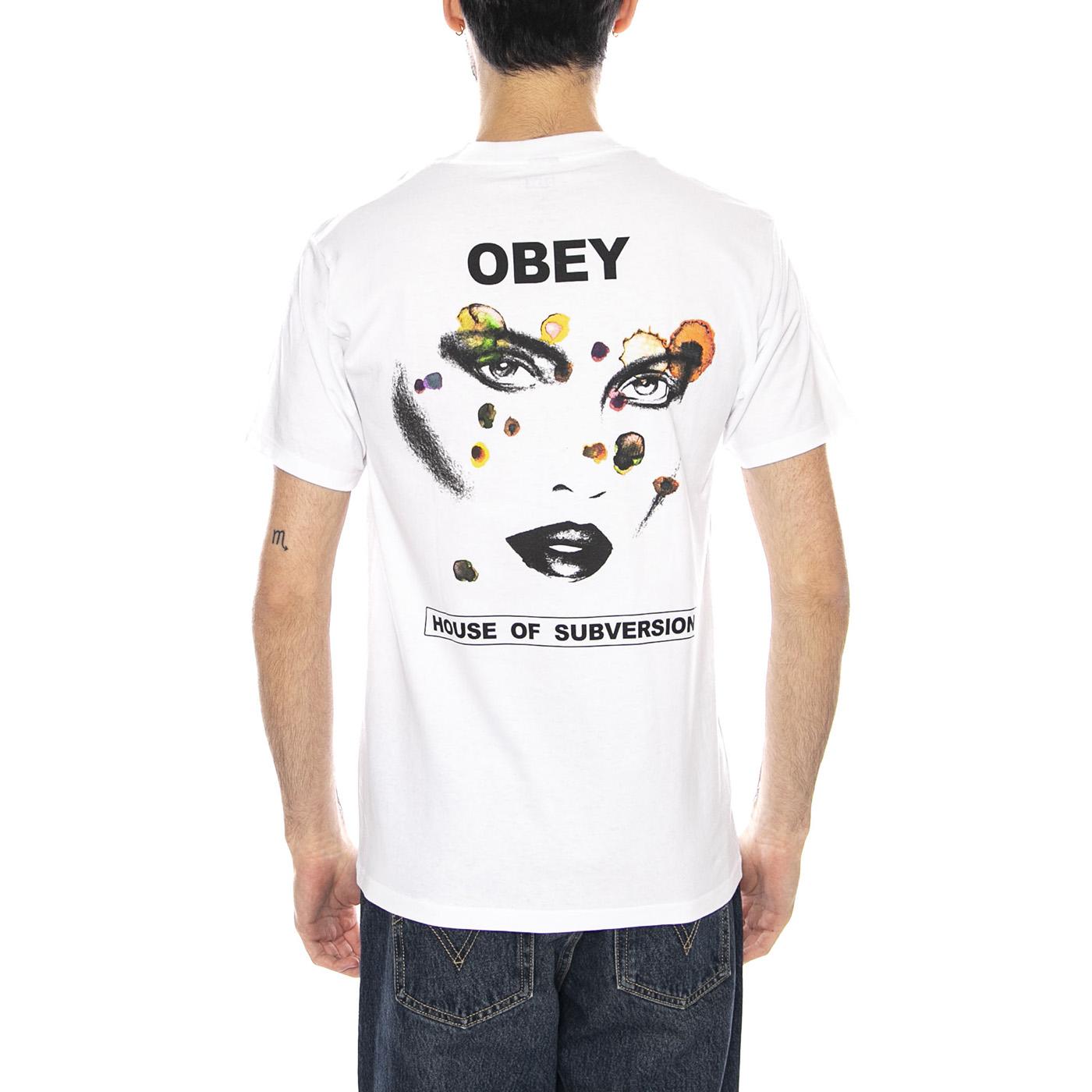 Obey Face of Subversion Maglietta -- Maglietta Uomo Bianca 165264224 WHT OBEY 
