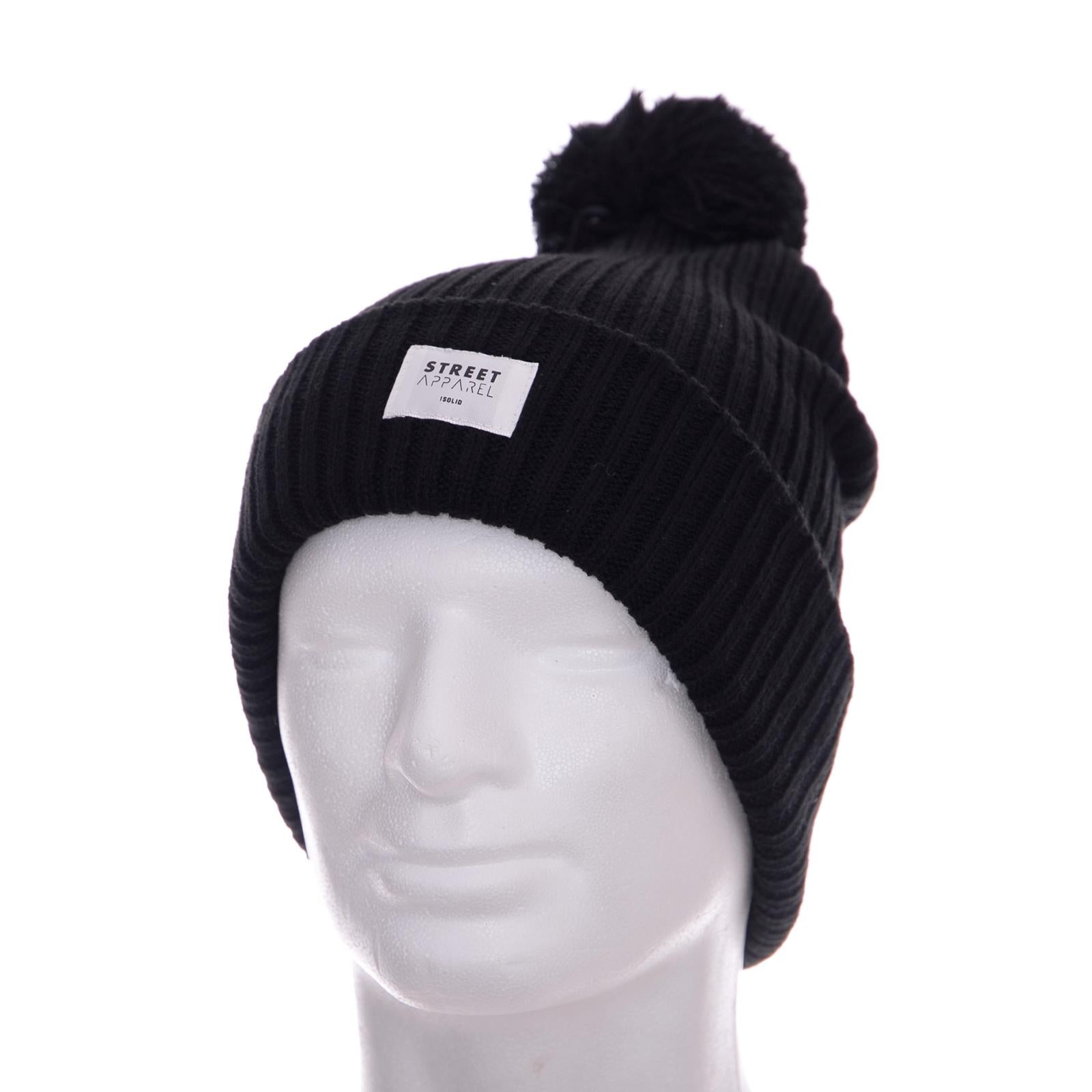 Jase - Cappelino a Cuffia con Pom Pom Nero 6171607-9000 BLACK  SOLID 