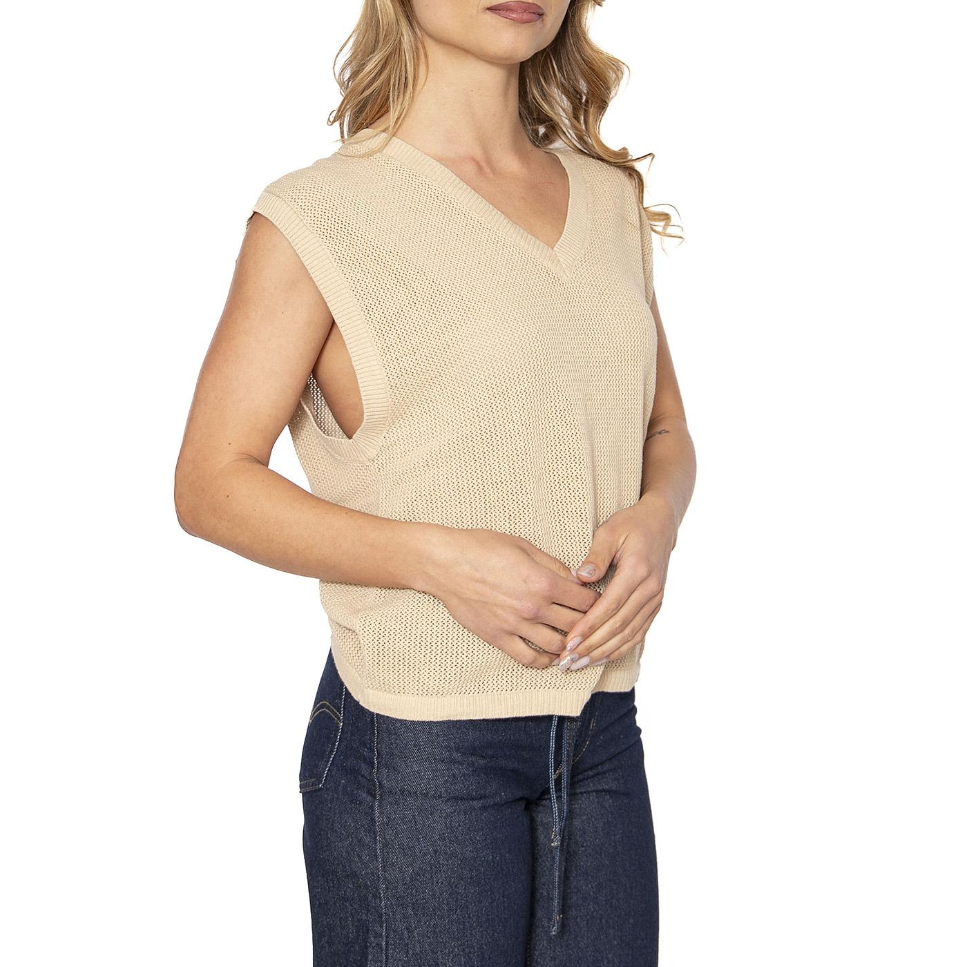 Aruba Boxy V-Neck - Canotta in Maglia Donna Beige 22619-OATMK  BRIXTON 