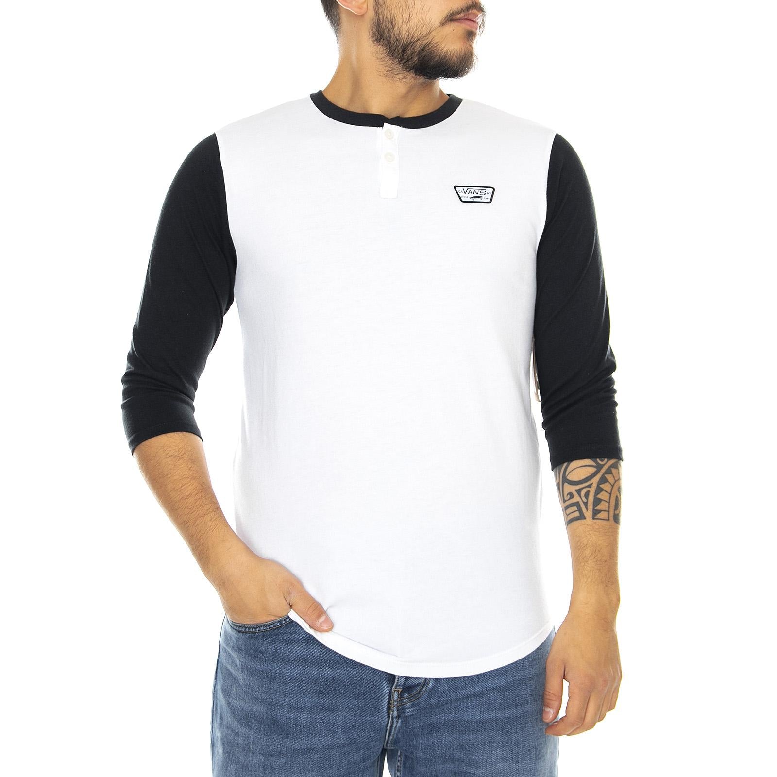 Mn Cajon Tee - White / Black - Maglietta Maniche 3/4 Uomo Bianca / Nera V00V3XYB2  VANS 