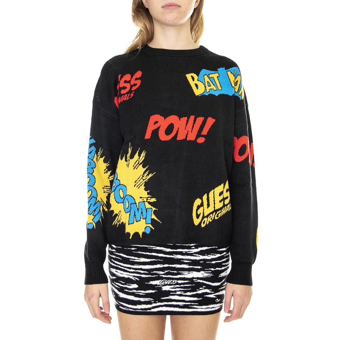 Go Batman Jacquard Sweater Jet Black A996 - Maglione Girocollo Donna Nero W2BR16Z3382-JBLK  GUESS ORIGINALS 