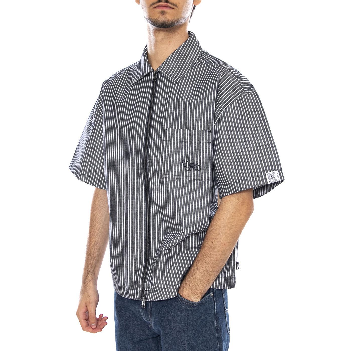 Raw Instinct Shirt Navy -- Camicia Maniche Corte con Zip Blu VN000R97 D3A1 VANS 