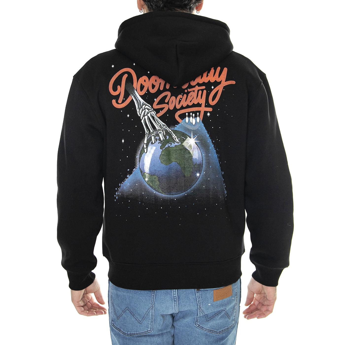 Spare Zip Hoodie Black Sweat - Felpa con Cappuccio e Zip Uomo Nera HDY00697BLK  DOOMSDAY 