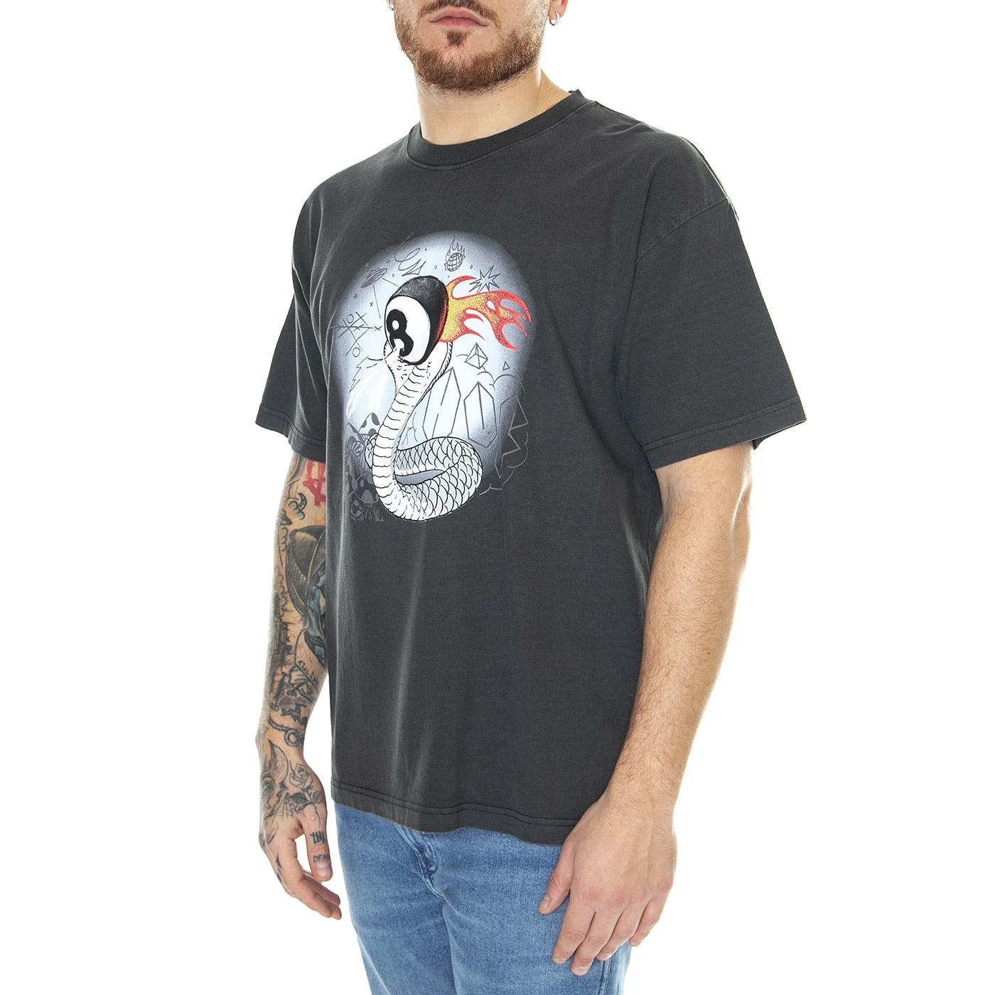 Cobra-Baller Washed S/S Tee Washed Black - Maglietta Girocollo Uomo Grigia TS02133-WABLK  HUF 