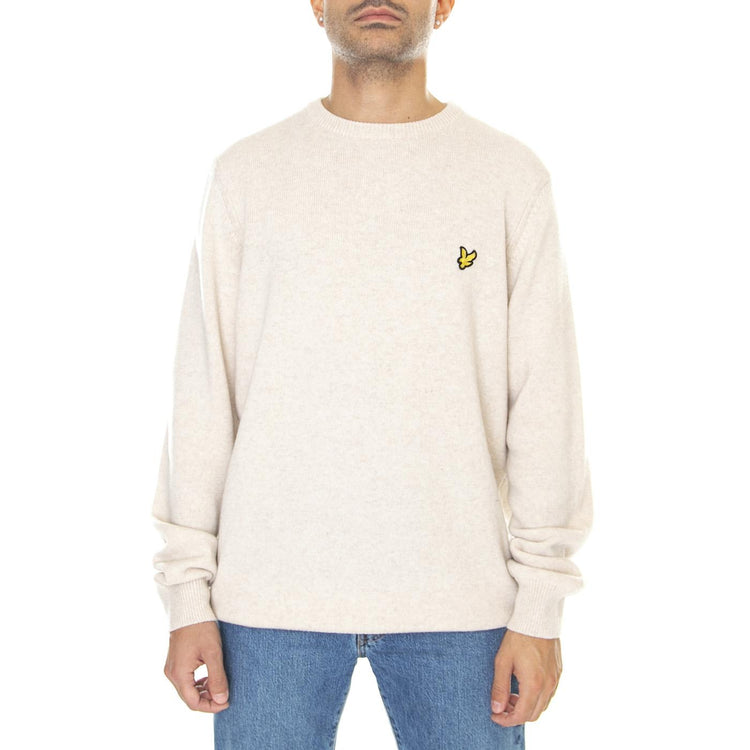 Crew Neck Lambswool Blend Jump Taupe Marl - Maglione Girocollo Uomo Beige KN921VF-W823  LYLE & SCOTT 
