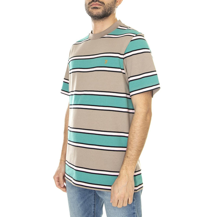 Alva Wide Stripe SS Tee Smoky Brown - Maglia Girocollo Uomo Multicolore F4KSD014-258  FARAH 