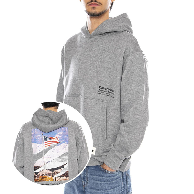 Starts And Stripes Grey Hoodie - Felpa con Cappuccio Uomo Grigia 6050177 10831 CAT 