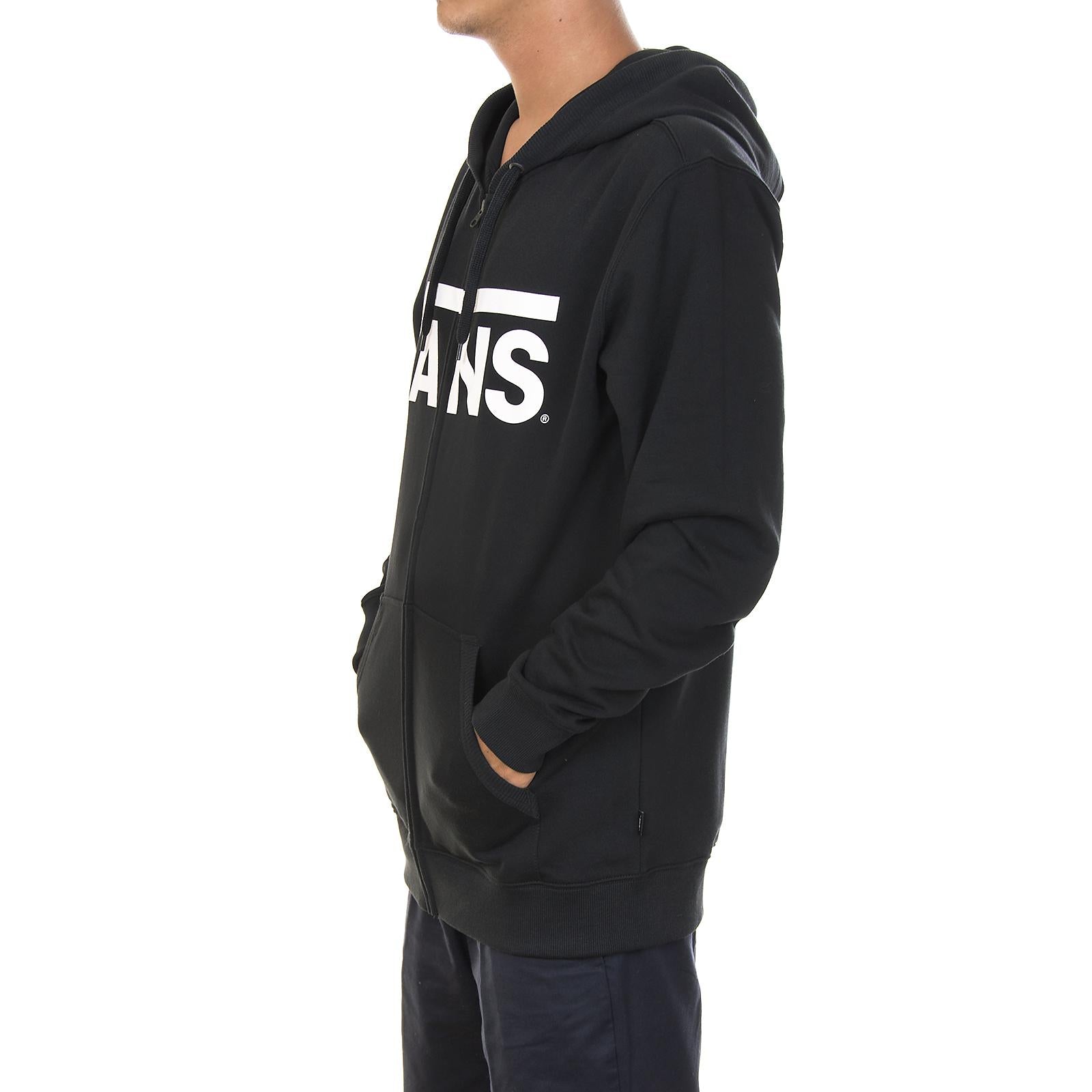 Mn Classic Zip Hoodie - Black / White - Felpa con Capuccio Uomo Nera V00J6KY28  VANS 