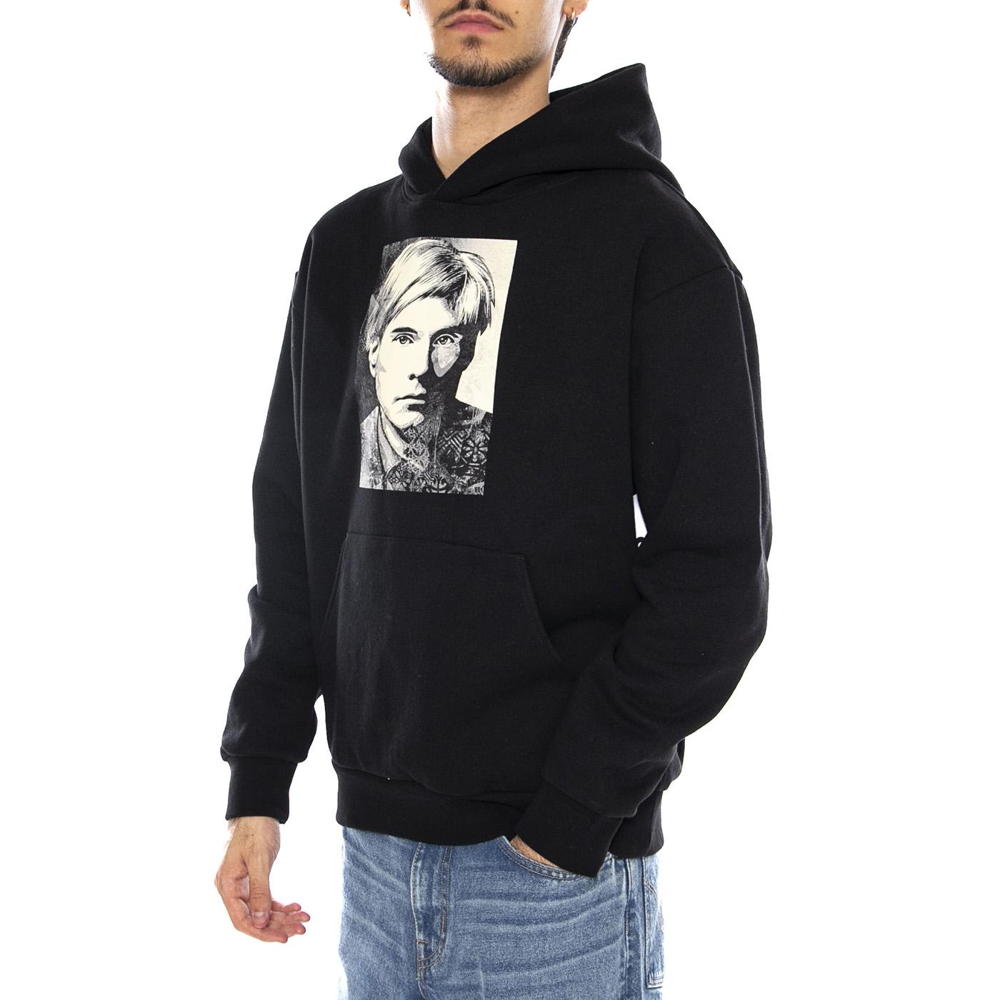 OBEY Warhole Fleece Black - Felpa con Cappuccio Uomo Nera 118164241 BLK OBEY 