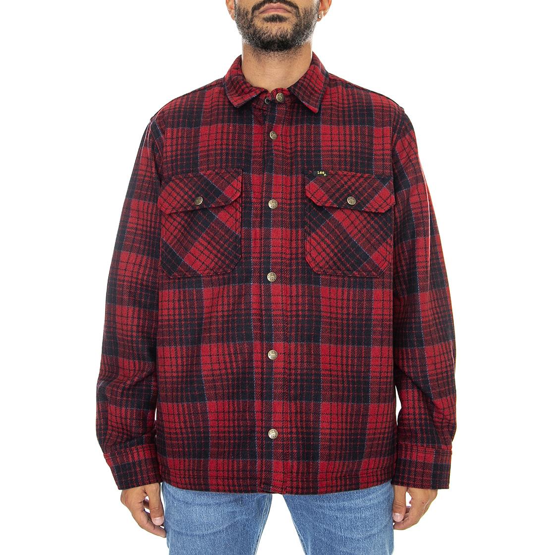 101 Wool Overshirt Salsa-L93BCFDG - Camicia Uomo Rossa / Multicolore 112322531  LEE 