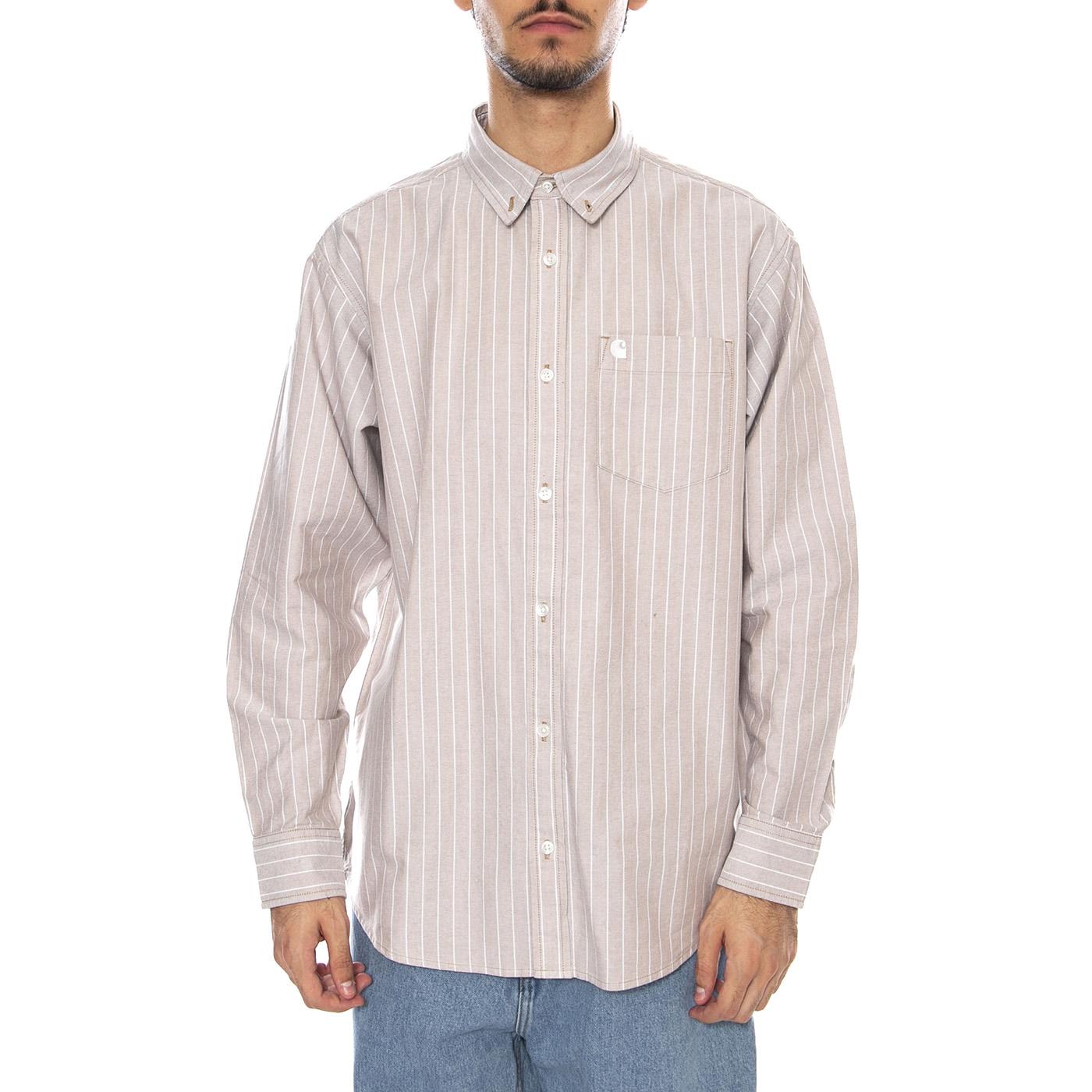 L/S Cassel Shirt Cassel Stripe, Peanut / White - Camicia Uomo Multicolore I035327.35EXX  CARHARTT WIP 