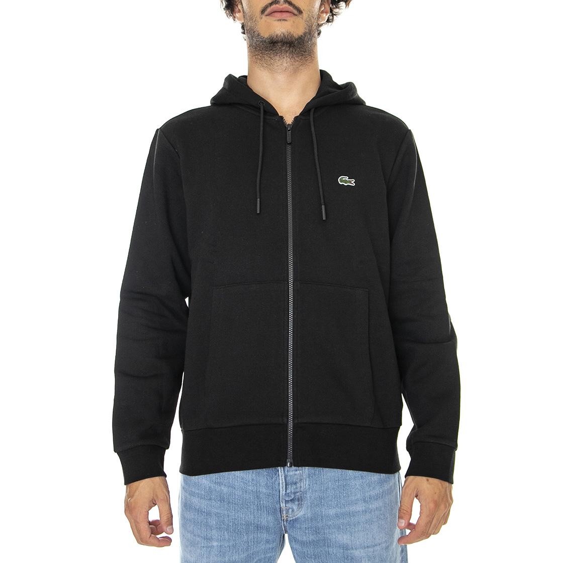 Sweatshirt-031 - Felpa con Cappuccio e Zip Uomo Nera SH9626-031  LACOSTE 